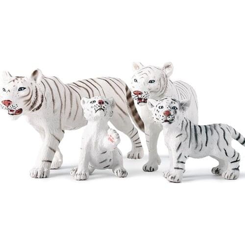 4 Kinds Simulation White Tiger Animal Figure Collectible Toys Wild Animal Action Figures Kids Plastic Cement Toys