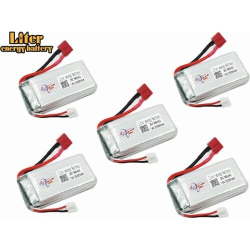 5pcs/set 7.4V 2500mAh 903462 Lipo Battery 12423 12428 For Wltoys 12423 12428 Crawler Car Battery Lithium battery
