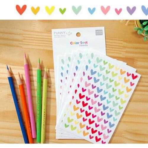 6 sheets/lot Lovely Star Stickers For Scrapbooking Paper Craft Cute Kawaii Heart Dot Sticker For Photo Album Decoration Supplie