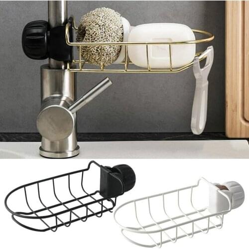 Home Accessories Iron Sink Hanging Punch Faucet Storage Bathroom Hollow Out Shelves Free Kitchen Drain Storage Rack Organizer