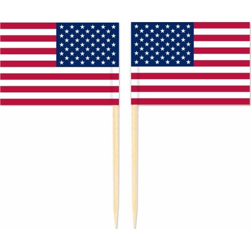America Toothpick Flag 3.5X2.5CM Cake Topper Party Cupcake Wedding Baby Shower Supplies Lovely Baking Dessert Decorations
