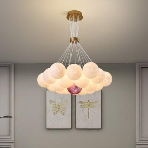 Atmosphere 3D Printing Planet LED Pendant Lights Nordic Style Hotel Hall Livingroom Bedroom Decoration Suspension Light Fixtures