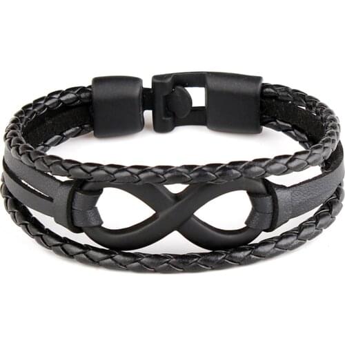 Infinity New Retro Vintage Punk Brown Alloy Charm Cuff Bangles Men Leather Bracelets For Women Men Female Jewelry Wholesale