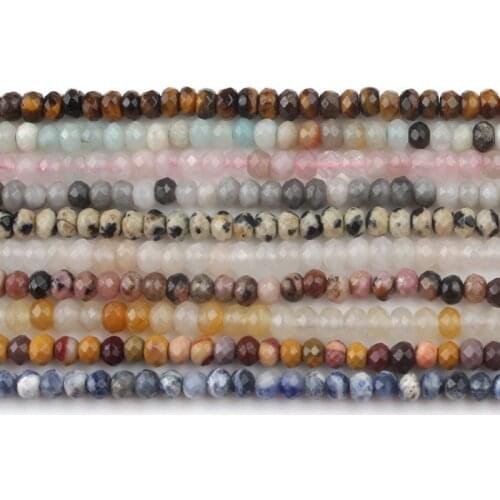 2*4mm Natural Amazonite Jaspers etc Stone Beads Rondelle Loose Spacer Beads For Accessories Jewellery Making DIY Bracelets 15