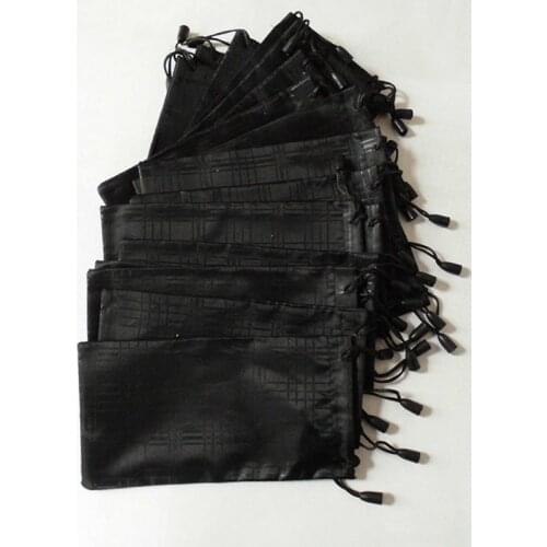 100 pcs/lot Glasses Case Soft Waterproof Plaid Cloth Sunglasses Bag Glasses Pouch Black Color