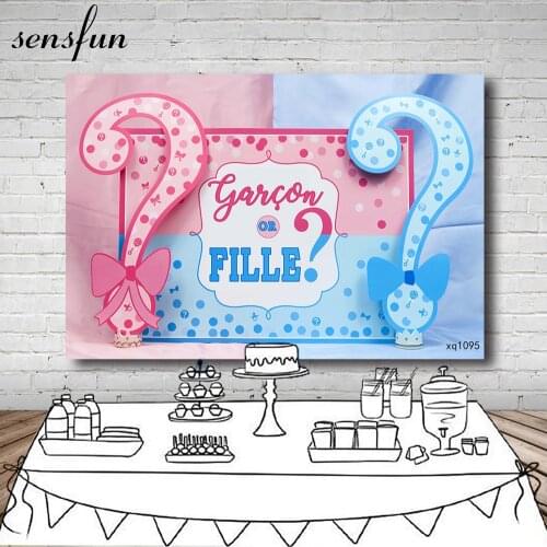 Sensfun Gender Reveal Photography Backdrop Pink Blue Garçon Or Fille Girl Or Boy Baby Shower Background Customized Photo Studio
