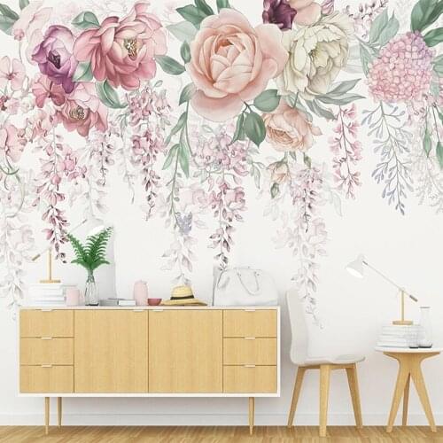 Custom Photo Wallpaper Modern Hand Painted Vintage Rose Flower Murals Living Room TV Sofa Bedroom Home Decor Papel De Parede 3 D