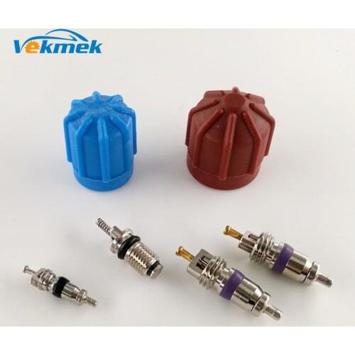 6 pcs Auto Car Air Conditioning Parts A/C Service Kit Caps & Valve Cores Rapid Seal Kit AC System Repairing Set for Audi BMW