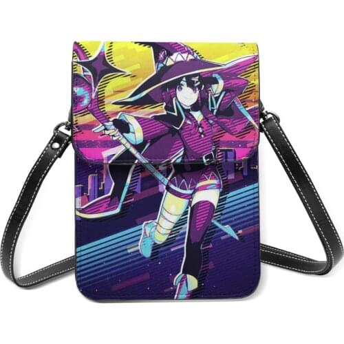 Konosuba Megumin Shoulder Bag Business Leather Mobile Phone Bag Female Gifts Funny Bags