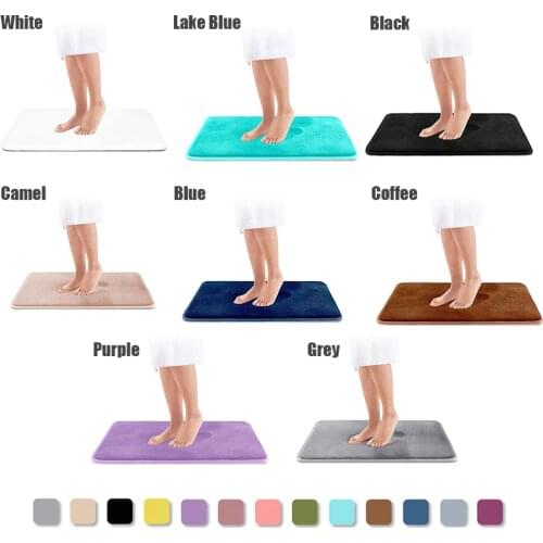 Home Bath Mat Non-slip Bathroom Carpet Soft Coral Fleece Memory Foam Rug Mat Kitchen Toilet Floor Decor Washable 8 colors 7 size