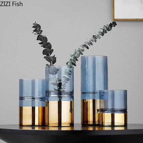 Creativity Gold Vase Desktop Decor Hydroponics Glass Vases Ornaments Transparent Flower Pots Decorative Modern Home Decoration