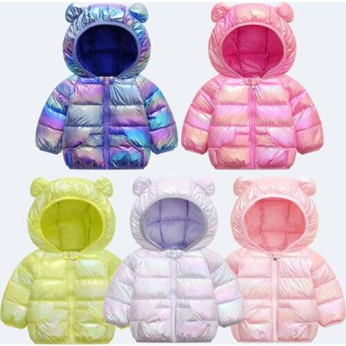 Baby Girls Jacket Colorful Childrens Down Cotton Padded Jacket Autumn Winter Kids Warm Hooded Outerwear Infant Clothes Parkas
