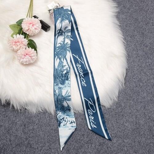 Fashion Bag Scarf Twill Printed Satin Scarf Luxury Ladies Headband Wrapped Handbag Handle Small Ribbon Womens Headscarf
