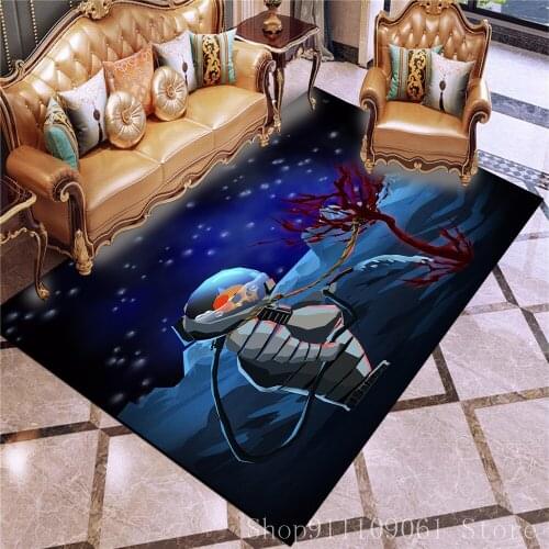 Cartoon Cosmonaut 3D Printing Carpets Living Room Floor Mat Bedroom Large Carpets Kids Room Crawl Floor Rug Hallway Doormat