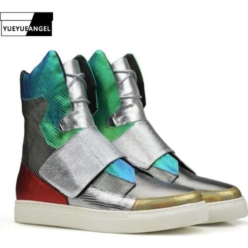 Men Shoes High-TOP Ankle Boots Brand Genuine Leather Luxury Trainers Winter Joggers Lace-up Flats Mixed Colors Sneaker