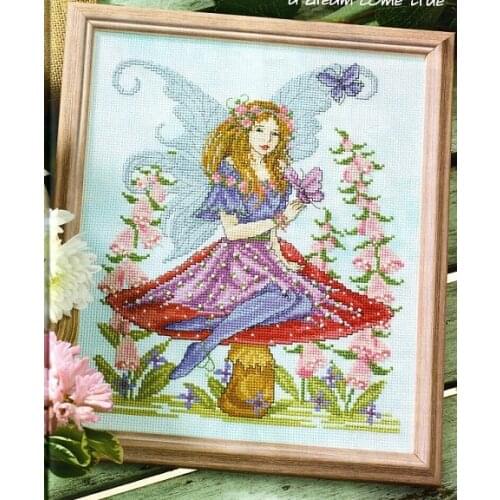 Counted Cross Stitch Kit Fancy Fairy Mushroom Fairy Flower Butterfly