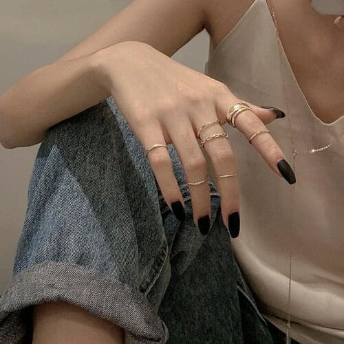 Minimalism Gold Color Round Geometric Finger Rings Set for Women 2021 Classic Circle Open Ring Joint Ring Female Jewelry Gifts