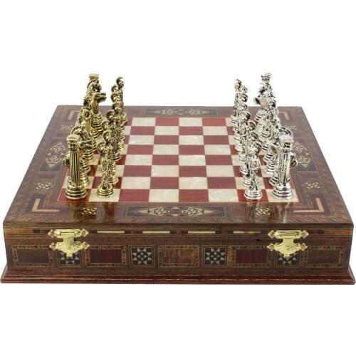 Personalized Luxury Chess Set Rosewood Gift for Him Custom Wooden Board Metal Chess Figures 10.8 Inches Chess Set Gift fot each