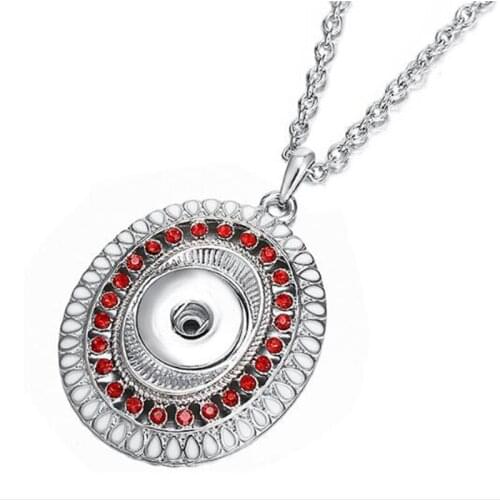 New Round Rhinestone Geometry Pendant Metal Snaps Button Necklace Fit DIY 18mm 20mm Snap Buttons Jewelry For Women