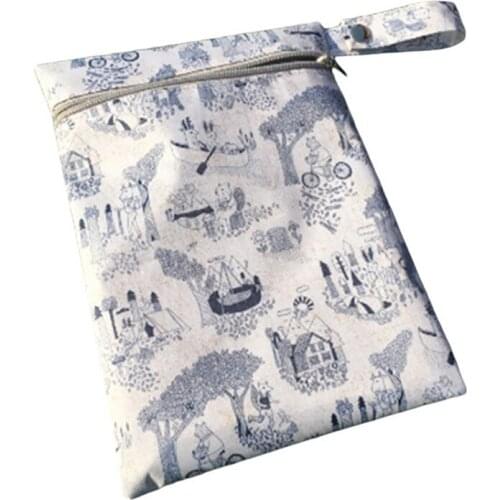 New Reusable Printed Design Baby Cloth Diaper Wet Bags Waterproof Cloth Diaper Bags With Zipper