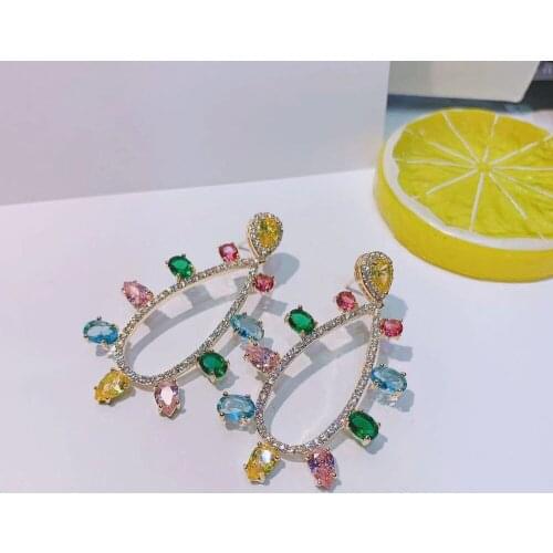 HIBRIDE New Trendy Korea Earring for Women Bohemian Earrings Big Geometric Drop Earring 2019 Brincos Female Fashion JewelryE-731