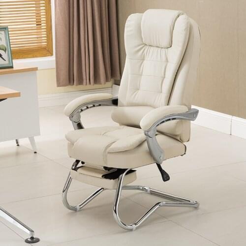 New Modern Reclining Computer Chair Home Bow Chair Office Chair Boss Chair Conference Chair Leather Massage Chair Seat Metal