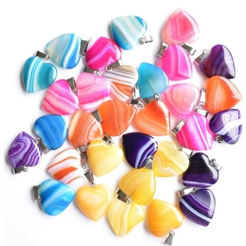 Wholesale 30pcs/lot fashion good quality natural stripe onyx heart shape charms pendants for jewelry making 20mm free shipping