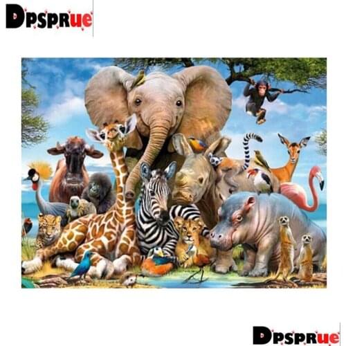 Dpsprue Full Square/Round Diamond Painting Cross Stitch Diamond 3D Embroidery Animal DIY 5D Moasic Home Decor Gift K60