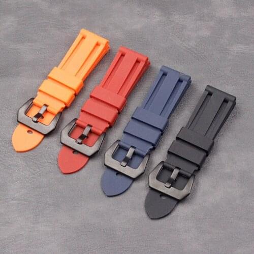Mens rubber strap 24mm for Panerai PAM111 PAM508 441PAM368 ladies outdoor casual sports waterproof silicone strap buckle access