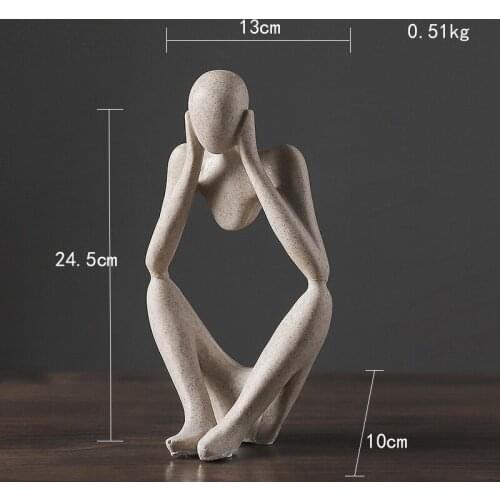Nordic Abstract Thinker Statue Resin Figurine Office Home Decoration Desktop Decor Handmade Crafts Sculpture Modern Art