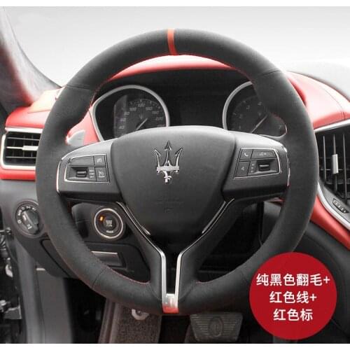 DIY black suede leather special steering wheel cover For Maserati Levante Ghibli quattroporte GT car accessories