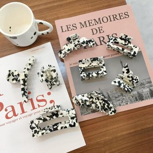 Korean Milk Cow Color Geometric Large Hair Claws Women Hollow Clips Crab Acetate Vintage Hair Accessories Hair Acrylic Hair U1M0