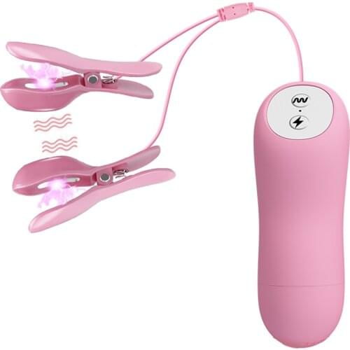 SM Electric Shock Nipple Pussy Clamps Nipple Vibrator Breast Massage Clitoris Labia Clip Stimulation BDSM Sex Toy for Women Men