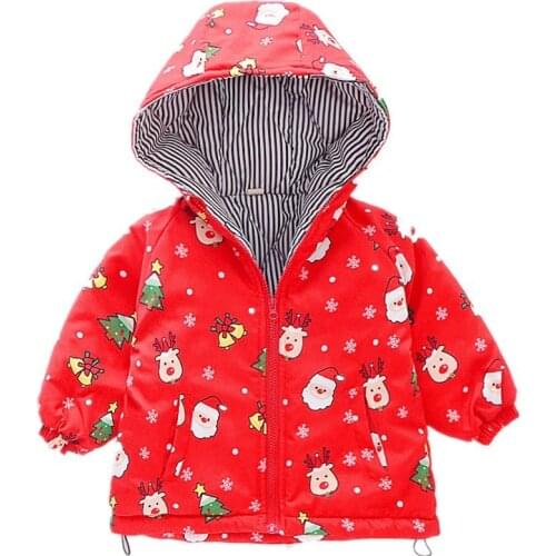 Girl winter jacket Girl fashion windproof jacket Girl comfort warm jacket Girl cartoon christmas pattern jacket Hooded jacket
