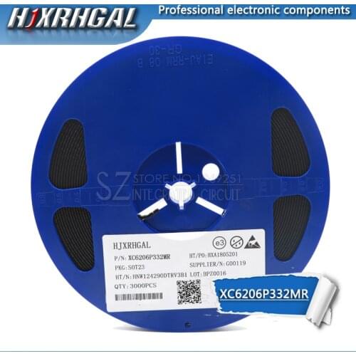 1Reel 3000pcs XC6206P332MR(662K) 3.3V/0.5A Positive Fixed LDO Voltage Regulator SOT-23 new and original hjxrhgal