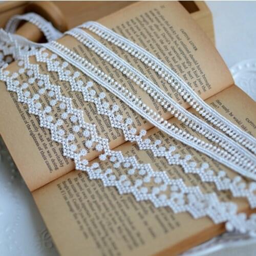 1 Meter Width 1cm Exquisite Embroidered Lace Trim Ribbon DIY Cheongsam Bridal Gown Sewing Supplies White Decorative Lace Fabric