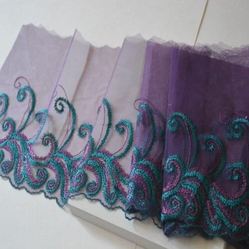 10Meters 19cm Width Mesh Embroidery Fabric Embroidered Lace Trim Sofa Curtain Lingerie Bra Wedding Dress Dropshipping