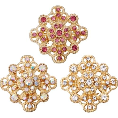 10pcs/lot 2019 New Gold Snap Jewelry Rhinestone Hollow Out Flower 18mm Snap Buttons Fit Snap Button Bracelet for Women Jewelry