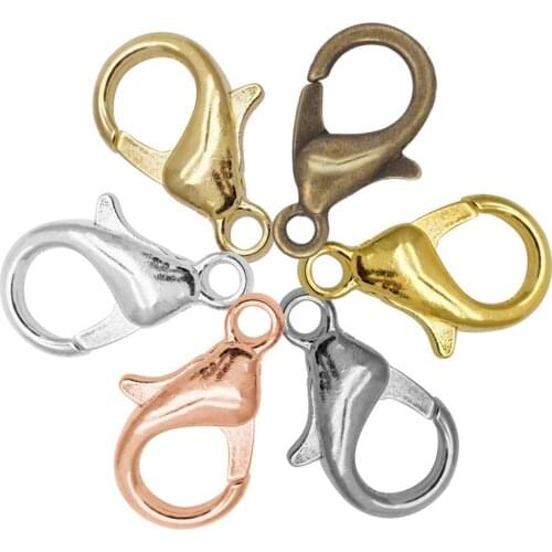10x5mm/12x6mm/14x7mm Alloy Lobster Clasp Hooks for Jewelry Finding Making DIY Bracelet Necklace Chains Supplies Accessory 50pcs