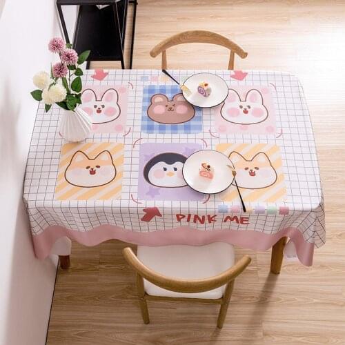 160x200cm Rabbit Dog Dinner Tablecloth for Table Waterproof Rectangle Table Cloth Soft Home Textile Kitchen Party Decoration