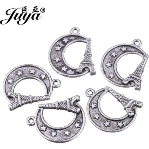 20pcs/lot Metal Moon And Tower Shape Charms for Women Pendant Necklace Bracelet Jewelry Making Supplies DIY Handmade Findings
