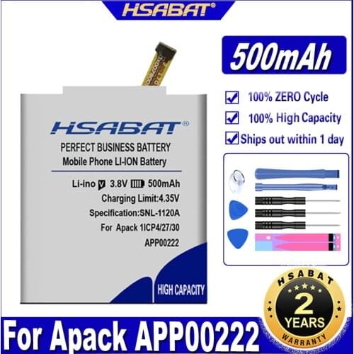 HSABAT APP00222 500mAh Battery for Apack 1ICP4/27/30 Batteries