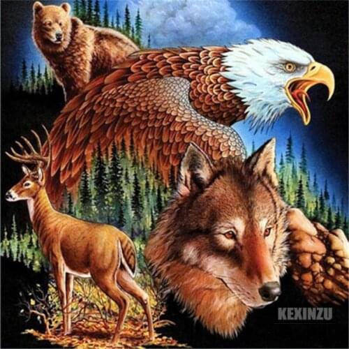 New 5D DIY Full Square,Round Resin Diamond Painting "Eagle Wolf Bear Deer" 3D Embroidery Rhinestone Cross Stitch Home Decor Gift