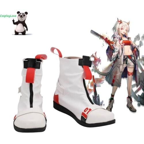 Arknights Nian White Shoes Cosplay Long Boots Leather Custom Made For Party Christmas Halloween