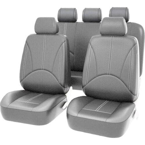4 / 9Pcs Car Seat Cover Interior Accessories Universal Rear Bench Cover Full Set Car-Styling Pu Leather Car Protector Seat Cover