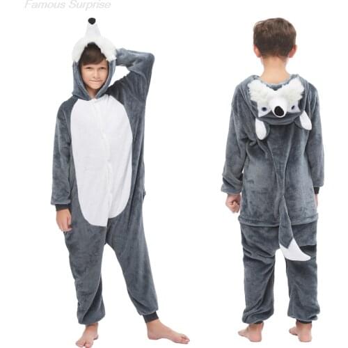 Children Pyjamas Unicorn Pajamas Animal Kigurumi Wolf Costume Cartoon Anime Cosplay Clothes for Kids Boy Winter Warm Onesies