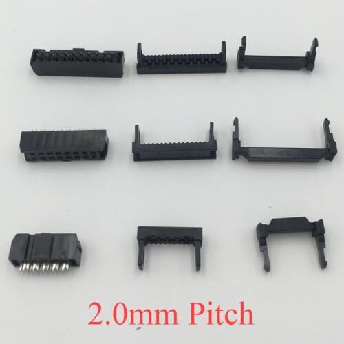 FC 6P 8P 10P 12P 14P 6 8 10 12 14 Pins 2.0mm Pitch Double Row Space ISP IDC Connector Flat Cable Female Header Horn Socket Box