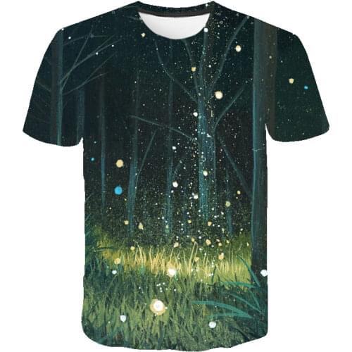 Summer Dusk Natural Scenery Pattern Mens t-shirt 2021 Fashion Casual Starry Sky Graphic t shirts 3D Print Short Sleeve t-shirts