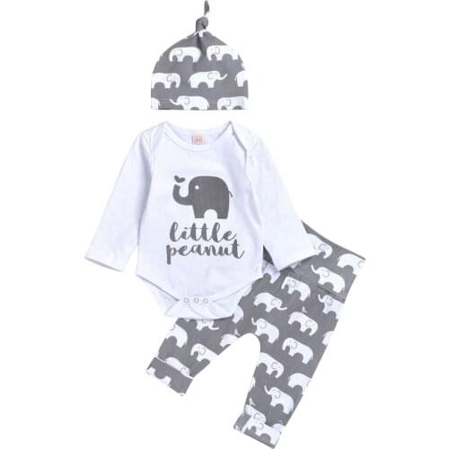Baby Boys Clothes Sets Long Sleeve Triangle Newborns Romper and Animal Pattern Pants With Hat Printed Infant Baby Suits