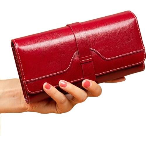 Fashion Luxury Female Genuine Leather Wallet Women Long Anti Theft RFID Wallets Credit Card Holder Purse Woman Clutch Bag